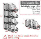 Sonyabecca 4-Pack Stackable Canned Food Organizer with Handles for Kitchen, Soda Can Organizer for Pantry Shelves, Wire Cabinet Shelf for Can Storage, Foldable Soda Dispenser, Patent Pending, Black