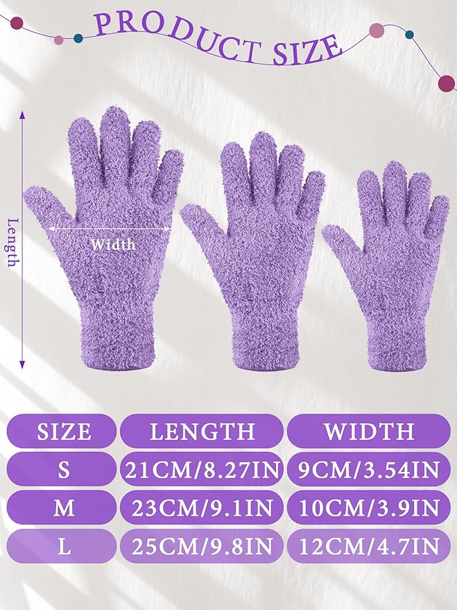 Patelai 3 Pairs Microfiber Plant Dusting Gloves Leaf Cleaning Gloves for Indoor Plants, Blinds, Furniture, House (Reddish Violet,Blue,Purple,Large)