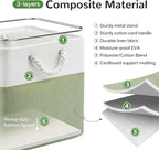 13 x 13 Inch Cube Storage Bins, 6 Pack Fabric Storage Basket with Handles, Foldable Boxes Organizer for Shelf Baskets for Home, Clothes (White/Green)
