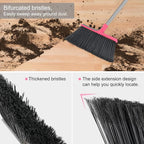 KeFanta Heavy Duty Broom, Outdoor Broom with 54.7" Long Handle, Commercial Brooms for Sweeping Outdoor Concrete Courtyard Garage Patio Indoor Home Floor Kitchen Office Lobby