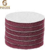 HARFINGTON 6pcs Scrubber Scouring Pads 400 Grits 4 Inch Drill Power Brush Hoop and Loop Surface Conditioning Disc Drill Scuffing Disc Scrub Pads for Home Kitchen Cleaning, Red