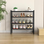 ROMGUAR CRAFT 4 Tier (Thick) Bamboo Shoe Rack for Closet Free Standing Wood Shoe Shelf for Entryway Small Space Stackable 27"x12"x28" (Blackl)