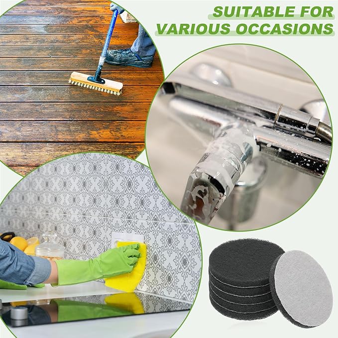 Power Scrub Pads, Scrubbing Pads 800 Grits Scouring Discs - Fitting for (Home Kitchen Cleaning - Drill Attachment - Scrubber Replacement) 6 Pcs & 5 Inch & Dark Gray