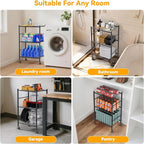 BolDuck 3 Tier Shelf Organizer Rack, Metal Shelving Unit with Wheels/Leveling Feet, Space-Saving Storage Shelves for Closet Laundry Bathroom Kitchen Pantry, 18.11" Wx12.6 Dx31.5 H