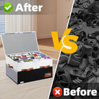 Supowin Shoe Organizer for Closet, Foldable Shoe Storage Bins with Lid & Adjustable Dividers, Fabric Shoe Box Storage Containers with Four Reinforced Handles, Fits 20 Pairs, 1 Pack, Black & White