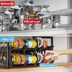 iSPECLE Expandable Can Storage Organizer Pantry, Large Capacity 40 Cans Pantry Organizers and Storage, Auto Rolling Dispenser & Stackable for Deep Pantry Shelves, Black