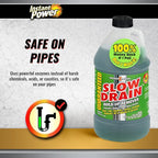 Instant Power Slow Drain Build Up Remover – Prevents Clogs, Ends Slow Drains for Sinks,Tubs, Showers, Toilets, Disposals, RVs, 2 Liters