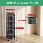 JAQ Rotating Fruit Basket, 5-Tier Metal Sturdy Kitchen Storage Rack Shelf Carts No Assembly on Rolling Wheels for Fruit Vegetable Grocery Corns Potato Onion (5-Tier, Black)
