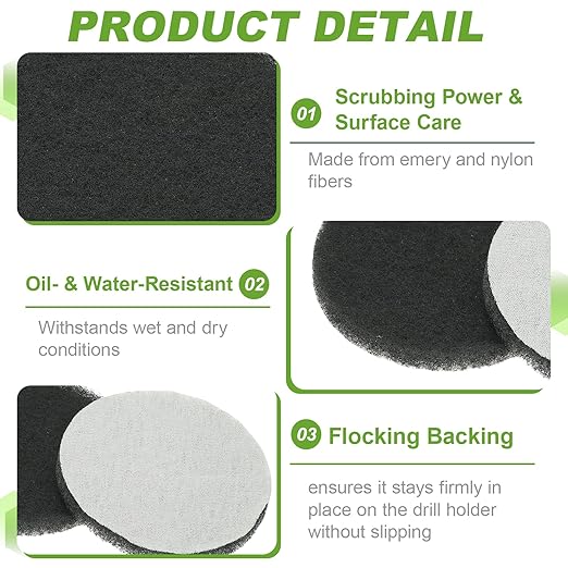 Power Scrub Pads, Scrubbing Pads 1500 Grits Scouring Discs - Fitting for (Home Kitchen Cleaning - Drill Attachment - Scrubber Replacement) 16 Pcs & 4 Inch & Green-Gray