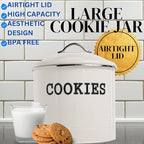 JOEY'Z Large 1.25 Gallon Airtight Cookie Jar with Lid - Large Cookie Jars with Lids, Ivory Counter Decorative - Makes a Great Dog Treat Jar