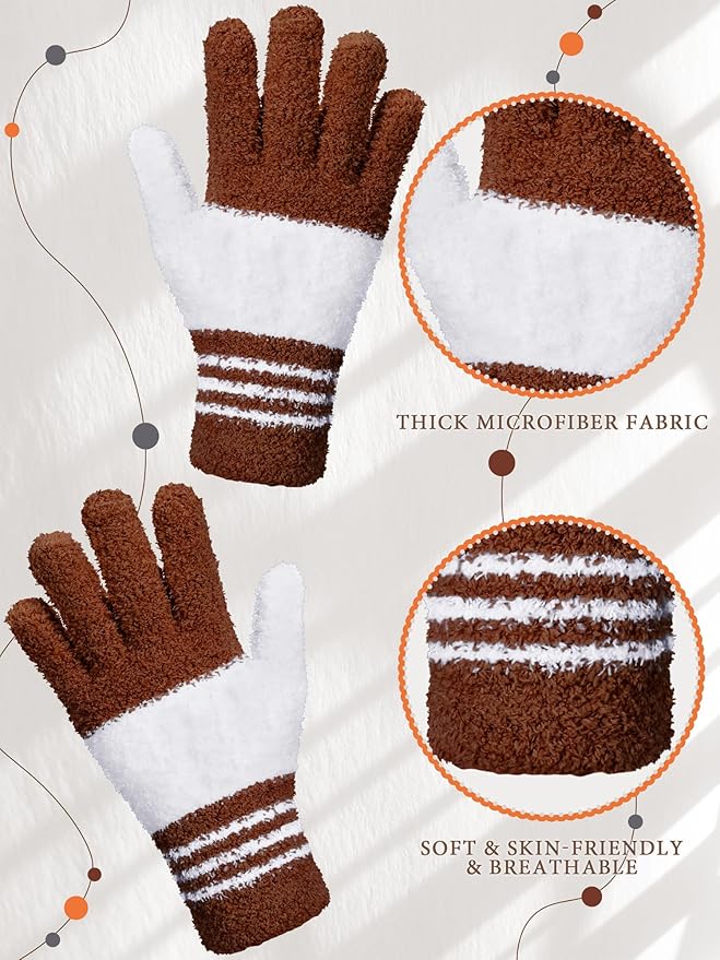 Patelai 3 Pairs Microfiber Plant Dusting Gloves Leaf Cleaning Gloves for Indoor Plants, Blinds, Furniture, House (Gray,Orange,Brown,Medium)