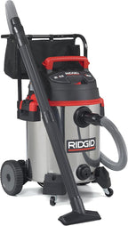 RIDGID 50353 1610RV Stainless Steel 16-Gal. Wet Dry Shop Vacuum with Cart, 6.5 Peak HP Motor, Large Wheels, Pro Hose, Drain, and Blower Port, Red