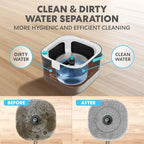Simpli-Magic 360° Square Spin Mop and Bucket System – Dual Compartment, Separate Clean & Dirty Water – 3 High-Absorbent Microfiber Washable Heads – All Types Floor Cleaning