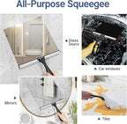 AmazerBath Squeegee for Shower Glass Door, Shower Squeegee for Glass Doors - All-Purpose Squeegee with Hook for Shower Doors, Windows, Mirrors, Tiles and Car Glass, 10 Inches