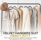 Techzoo Premium Velvet Hangers 50 Pack Ultra Thin Non Slip Adult Felt Space Saving Slim Suit Hanger for Closet Heavy Duty Coat Pants Jackets Dress Hangers 360° Swivel Hook Hold Upto 10 lbs Gray
