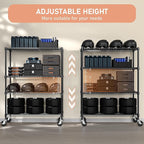 M MZG 53" W Storage Shelves 1760LBS 4 Tier Metal Shelving Unit with Wheels Heavy Duty Garage Shelving Adjustable Wire Shelves for Pantry,Kitchen,Garage,Basement,Black 23.6" D x 53.2" W x 73.6" H