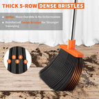 Upgraded Broom and Dustpan Set, 52" Long Handle Standing Combo with Self-Cleaning Teeth – Perfect for Pet Hair, Kitchen, Office, Home, Indoor & Outdoor Cleaning(Orange & Gray)