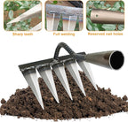Ironrake The Heavy-Duty Iron Weeding Rake,1pc Iron Rake for Gardening and Weeding with 5 Metal Tines,Weeding Rake for Sturdy Dethatching,Ironrake for Backyard Lawn Loosening Planting Weeding