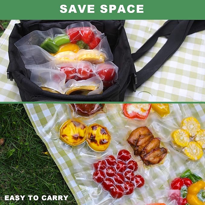 7" x 9.8" Vacuum Sealer Bags,Heavy Duty Pre-Cut Design Commercial Grade Food Sealable Bag for Heat Seal Food Storage,Smell Proof Bags Boilsafe to 280°F Freezable, Resizable,Reuseable (100Pcs)