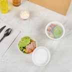 Asporto 12 Ounce To Go Boxes, 100 Microwavable Round Soup Containers - Clear Plastic Lids Included, Do Not Contain BPA, Clear Plastic Soup Containers, Disposable - Restaurantware