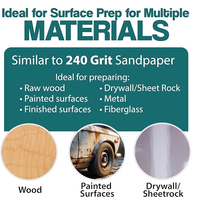 6" x 9" Non-Woven Surface Prep Scuff Pads for Wood, Metal, Paint Stripping, Rust Removal, Deburring, Clean Soiled Surfaces, Coarse Abrasive Pad for Woodworking - 240 Grit - 10 Pack (Green)