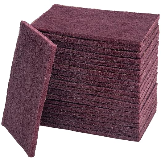 7447 General Purpose Scrub Pad - Maroon, 6" X 9", 20PCS Abrasive Finishing Pad for Paint Prep, Scuffing, Scouring, Sanding, Adhesion Scratch