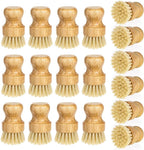 18 Pcs Bamboo Dish Scrub Brushes Kitchen Dishwashing Cleaning Brush Wooden Scrubbers Set Sisal Bristles Cleaner Scrubber for Washing Cast Iron Pan Pot Sink Spatula (18, Yellow)