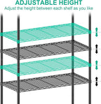 Folews 5 Tier Storage Shelves with Wheels - Adjustable Wire Shelving Unit Metal Shelves for Storage Rolling Utility Shelf Organizer Rack for Kitchen Garage Pantry Closet Laundry(14D x 36W x 75H)