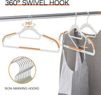 20 Pack Heavy Duty Plastic Hangers, Non Slip Clothes Hangers with Rubber Pads and 360° Hook - Thin Space Saving Hanger, Closet Organizer for Shirt, Pants, Suit, Skirt, Coat - Orange