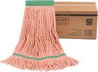 Matthew Cleaning Heavy Duty Mop Head Commercial Replacement for General and Floor Cleaning, Wet Industrial Blue Cotton Looped End String Head Refill (Case of 24) Orange