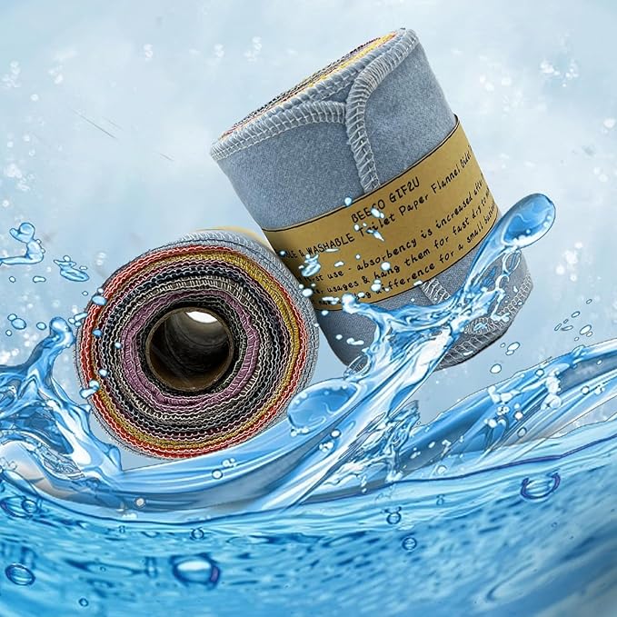 Reusable Toilet Paper Towels 24 Count Roll,Washable Absorbent Cotton Cloth Paper Bidet Towels,Zero Waste Multifunctionl Cleaning Supplies Hand Towels for Bathroom(Solid 8 Colors)