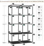 MOGELAFOO Portable Closet Wardrobe for Small Room, 35-Inch Clothing Organizer Storage Rack with 2 Clothes Hanging Rods and 4 Shelves, Non-Woven Fabric Cover, Black