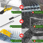 Thatch Rake,15" Lawn Dethatcher Rakes,Dead Grass Remover,Manual Dethatching Rake with Adjustable Length Handle,Scarifier Rake,Thatching Rakes for Lawns Grass Loosening Soil