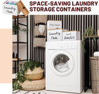 Dandat 3 Pcs Dryer Sheet Holder Laundry Pod Holder Scent Booster Container Set with Scoop Rustic Wood Dryer Sheet Container Laundry Beads Dispenser for Storage(White)