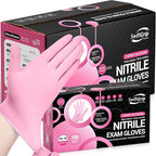 Nitrile Exam Gloves, 4 Mil, Cherry Blossom, Food Safe Gloves Disposable Latex Free, Powder Free