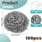 100Pcs Steel Wool Scrubber Pads, Bulk Steel Wool Scrubber, Metal Sponge Wire Scouring Pad, Heavy Duty Dishwashing Scouring Pads for Cleaning Dishes, Pans, Pots, Ovens, Grills, Sinks