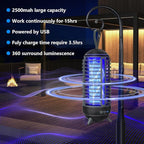 Cordless Bug Zapper Outdoor Rechargeable 2 in 1 Wireless Mosquito Killer Lamp 2500mAh Bug Zapper Electric Trap Ideal Fly Zapper Indoor for Patio, Home, Backyard, Yard, Garden, Campsite (Black)