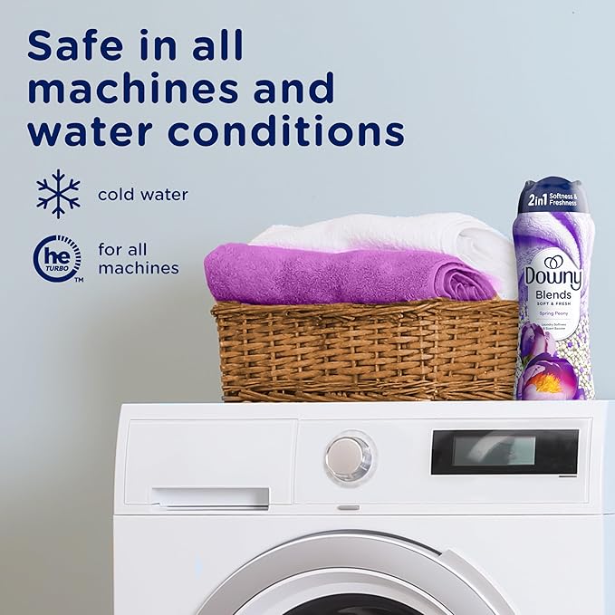 Downy Blends 2-in-1 Soft & Fresh Laundry Scent Booster Beads, Spring Peony Scent, 24.5 OZ, Laundry Softness and Scent Booster