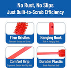 SPARTA Large Water Bottle Brush Ideal for Wide-Mouth Jars, Bottles and Tumblers, Dishwashing Tool with Handle for Home and Commercial Kitchens, Plastic, 12 Inches, Red, (Pack of 6)