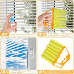 Geiserailie 1 Pcs Window Venetian Blind Cleaner Duster Tool Washable 7 Fingers Dusting Cleaner and Air Vent Shutter Brush Blinds Air Conditioner Fan Duster Dirt Housekeeping Tool (Orange)