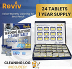 REVIV Washing Machine Cleaner Tablets – HE Compatible Descaler, 24 Count (12-Month Supply) – Septic-Safe for Front & Top Load Washers