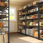 Storage Shelves 5-Tier Large Capacity Wire Shelving with Hooks, Heavy Duty Garage Shelving Unit with Leveling Feet, Stable Metal Shelf for Pantry, Kitchen and Closet, 72" H x 36" W x 12" D, Black