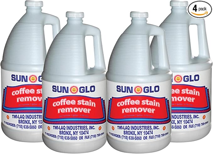 Sun-Glo Ultra-Efficient Coffee Stain Remover for Upholstery & Carpet - Experience Spotless Clean! (4x1 Gallon Case)