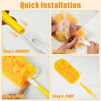 JEHONN Duster Refills for Swiffer 20 Counts, 360 Degree Heavy Duty Dusting Kit with 1 Extendable Handle + 1 Short Handle, Multi-Surface Dust Cleaning Tool for Blinds Bookshelf Furniture Electronics