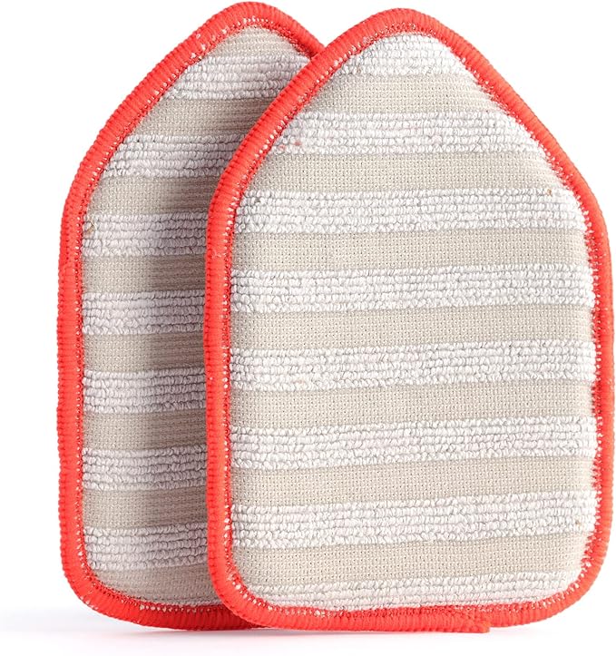 Replacement Microfiber Pad for Moku Home Extendable Tub Tile Shower Scrubber for Cleaning Non-Scratch (2X Microfiber Pad Red)