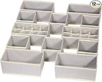 Set of 12 Foldable Drawer Organizer Dividers Cloth Storage Box Closet Dresser Organizer Cube Fabric Containers Basket Bins for Underwear Bras Socks Panties Lingeries Nursery Baby Clothes Grey NN246