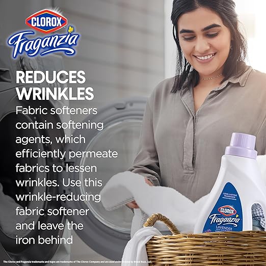 Clorox Fraganzia Liquid Fabric Softener, Lavender with Eucalyptus Scent 40oz - Laundry Wrinkle Reducer and Static Reducer (2 Pack)