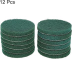 HARFINGTON 12pcs Scrubber Scouring Pads 180 Grits 5 Inch Drill Power Brush Hoop and Loop Surface Conditioning Disc Drill Scuffing Disc Scrub Pads for Home Kitchen Cleaning, Green