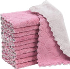 Rachan 11Pack Kitchen Dish Cloths, Reusable Dish Towels, Nonstick Oil Washable Fast Drying, Super Absorbent Coral Velvet Cleaning Cloths for Cleaning Tableware, Kitchen, Bathroom (Purple-grey10 x 6")