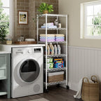 Golpart Small 6 Tier Shelf Storage Wire Shelving Unit Metal Shelves Adjustable Organizers Storage Shelving with Wheels for Bathroom Laundry Room Kitchen Pantry12”D x 18”W x 61.6”H White